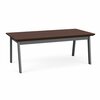 Lesro Newport Coffee Table Metal Frame 20x40in High Pressure Laminate Top, Charcoal, Cocoa Walnut top NP0840